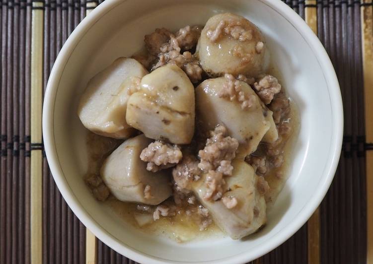 Recipe of Speedy Taro with starchy soy sauce (Satoimo Ankake)