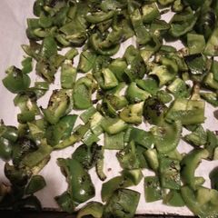 A picture of Freezing Fire Roasted Green Bell Peppers.
