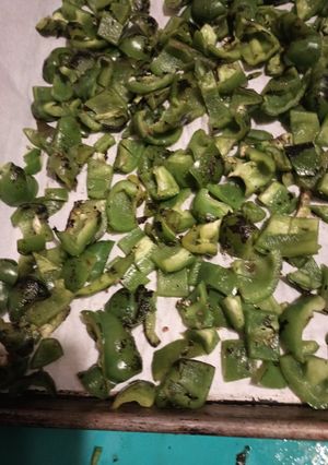 A picture of Freezing Fire Roasted Green Bell Peppers.