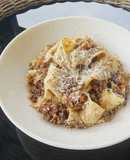 Pappardelle with Beef Ragu and Grana Padano Cheese - Homemade Pasta
