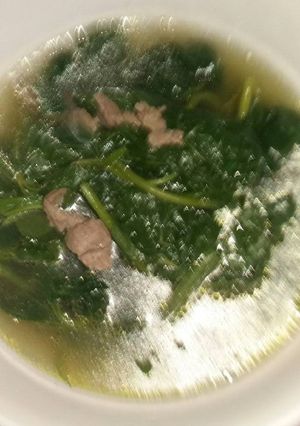 Hình của món Canh rau lang nấu thịt bò.