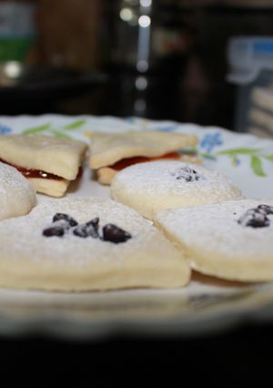 A picture of Biscuits- Jam filled, Jam topped, Chocolate chip.