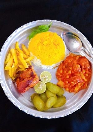 عکسی از دستور خورش قیمه با مرغ