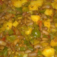A picture of Rajmah aalu with shimla mirch.