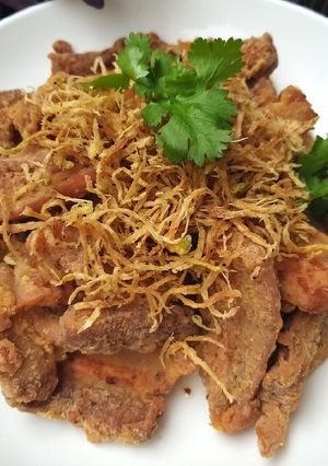 Hình của món Thịt ba chỉ chiên.