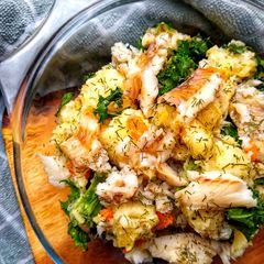 A picture of Summery Potato Salad With A Fish Twist.