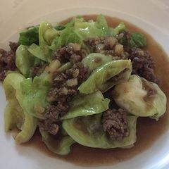 A picture of Quick and simple Baby Kailan with ground beef.