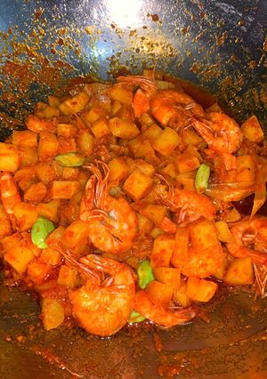 Foto resep Balado kentang udang pete