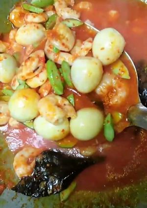 Foto resep Udang telur puyuh balado