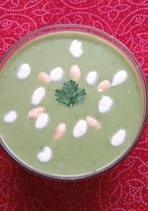 A picture of Almond Broccoli Fresh Cream Soup.
