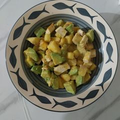 A picture of Sweet potato and Tofu Stir fry with Avocado.