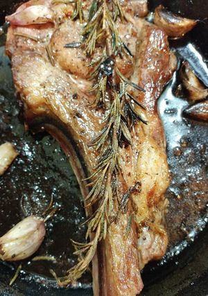 A picture of Seared and roasted Veal Chop.