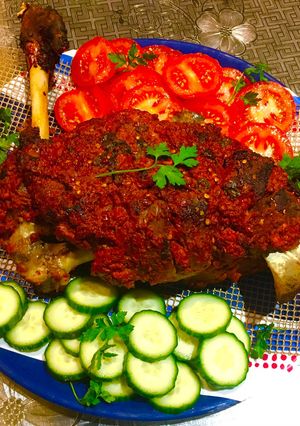 A picture of Masala Roast leg of lamb:.
