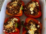 A picture of mushrooms onion red pepper
