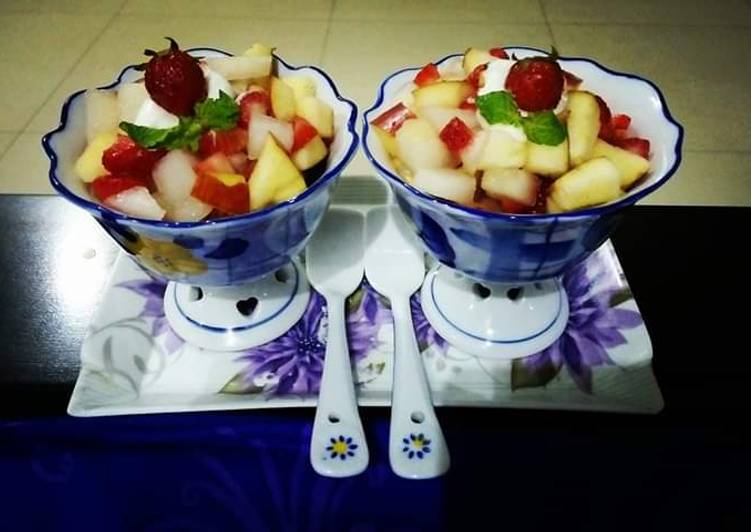 Simple Way to Prepare Super Quick Homemade Fruit Chaat🍌🍎🍋🍓