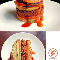 A picture of Vegan Korean BBQ Burger.