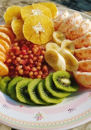 A picture of My Fruit Platter 🍊🍌🥝🍎🍊.