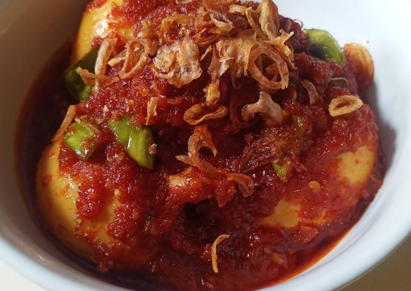 Balado telur pete