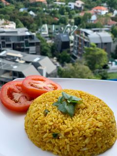 A picture of Basil Yellow Rice.