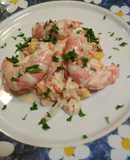 Ensalada de langostinos con manzana y zanahoria