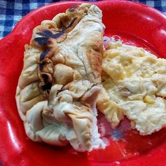 A picture of Fried bread and omellete.