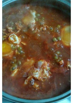 Una foto de Huevos al colchón de arvejas