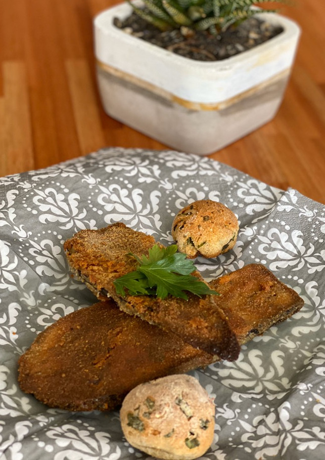 Una foto de Milanesa de berenjenas