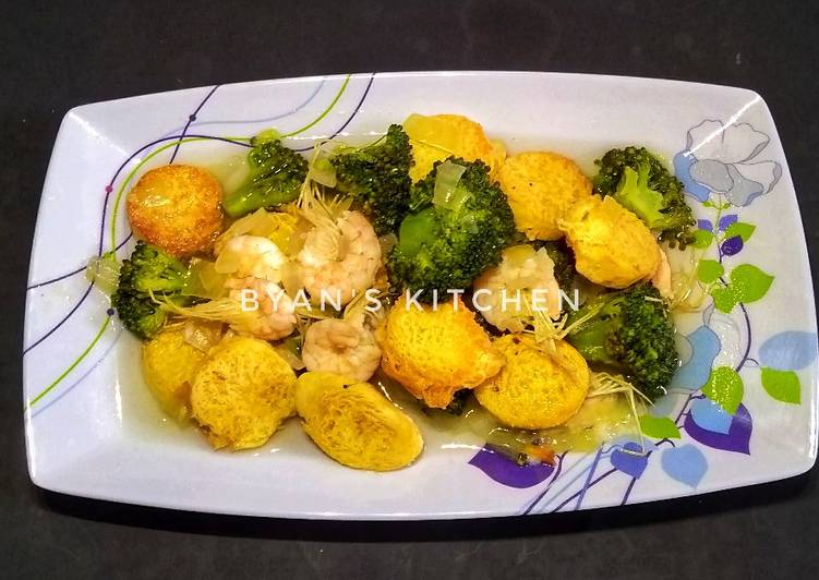 Resep Tumis Brokoli + Udang + Tofu yang Enak Banget