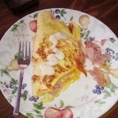 A picture of Ham and cheese 🧀 omelette.