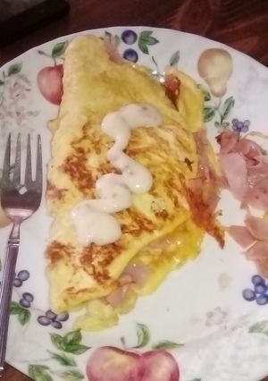 A picture of Ham and cheese 🧀 omelette.