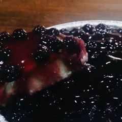A picture of Blueberry cheese pie.