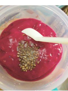 Foto resep Pure Alpukat + Pisang Barangan + Naga Merah + Chia Seed MPASI 6+