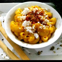 Macaroni with pumpkin puree A picture of Macaroni with pumpkin puree.