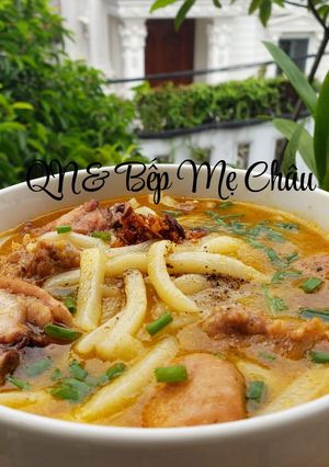 Hình của món Bánh canh bột xắt nấu thịt gà,riêu tôm thịt.