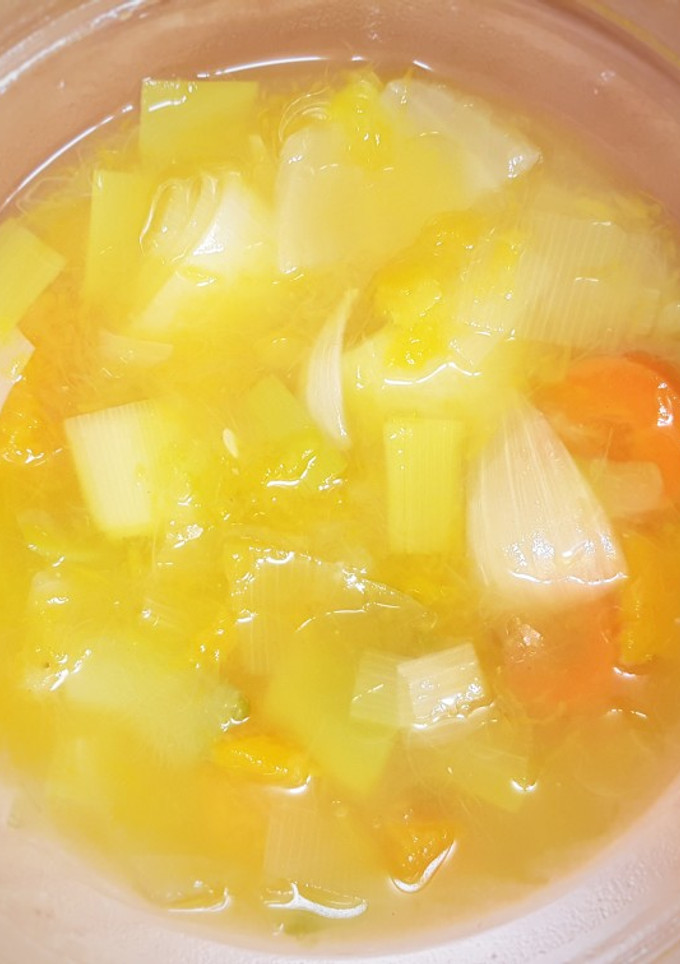 Una foto de Porrusalda fácil con calabaza