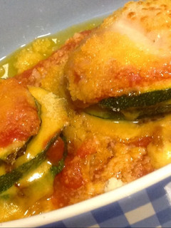 Una foto de Lasaña de calabacín a la plancha con cheddar