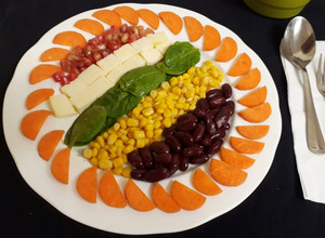 A picture of Caprese salad with Indian flavour.