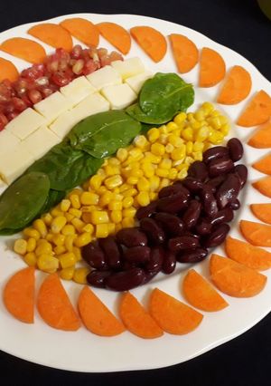 A picture of Caprese salad with Indian flavour.