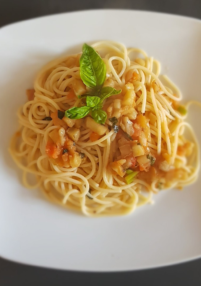 Una foto de Spaghetti con vegetales