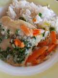 Corvina en salsa de crema y verdeo (cebollín)
