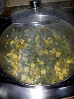 A picture of Chard sautéed with turnips.