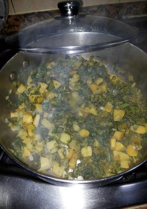 A picture of Chard sautéed with turnips.