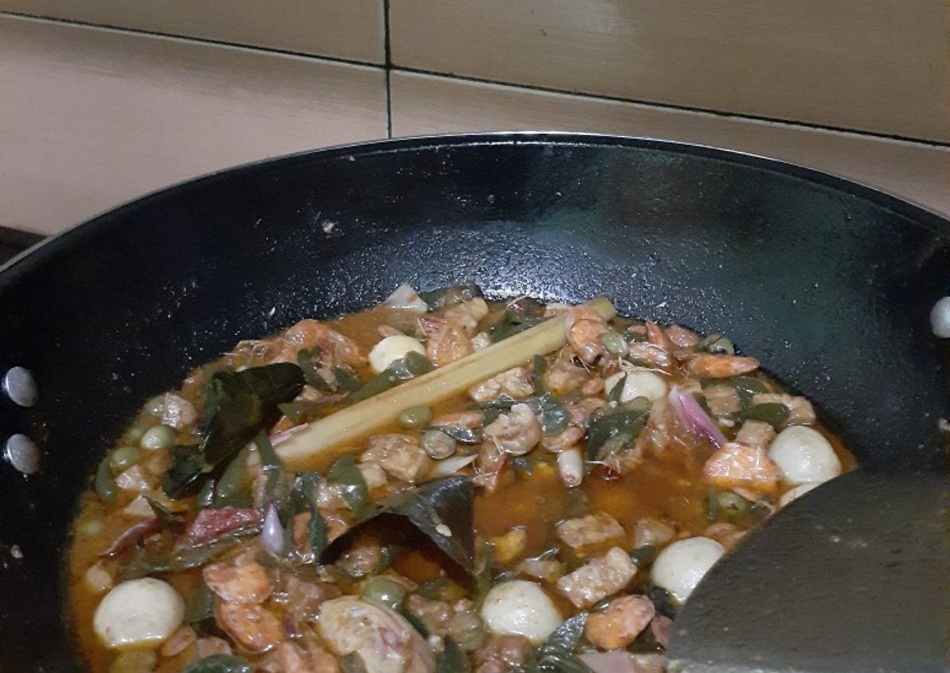 Tauco udang, tempe, telur