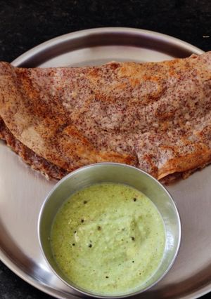 A picture of Ragi dosa (healthy millet dosa).