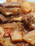 Beef Rib Stew with Yucca and Potatoes in Crock Pot