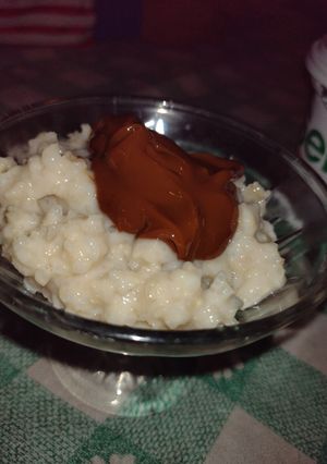 Una foto de Arroz integral con leche de almendras