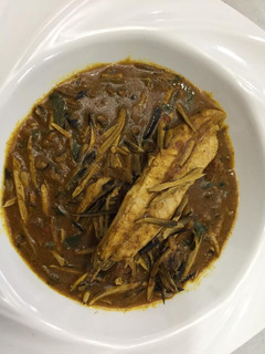A picture of Ogbono soup with ugba.