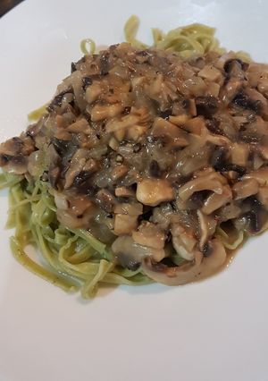 Foto resep Mi hijau jamur creamy (gluten free dan vegan)