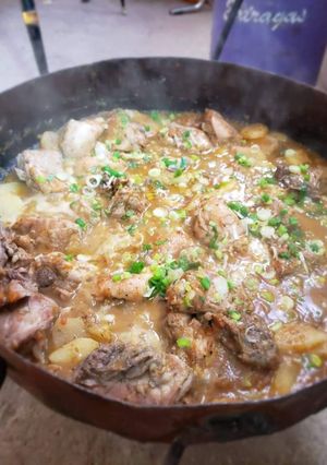 Una foto de Pollo al disco con papas