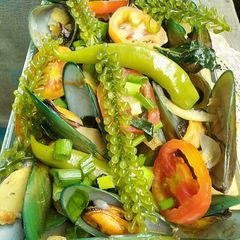 Joy's Own Version of Sauted Mussels with seaweeds toppings A picture of Joy's Own Version of Sauted Mussels with seaweeds toppings.